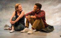 Jessie Fisher and Jon Michael Hill star in Nick Payne's Constellations, directed by Jonathan Berry, at Steppenwolf Theatre