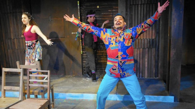 (L to R) Ilse Zacharias, Brandon Rivera and Esteban Andres Cruz in “Into the Beautiful North” at 16th Street Theater in Berwyn.