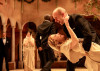 Deborah Hay and Mark Bedard as Beatrice and Benedick in Much Ado About Nothing at Chicago Shakespeare Theater.