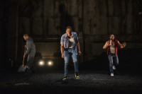 (from left) Manny Buckley, Patrick Agada and Rashaad Hall in 'The Brothers Size' at Steppenwolf Theatre