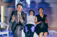 (left to right) Michael Shannon, Guy Van Swearingen and Karen Aldridge star in "Victims of Duty" at A Red Orchid Theatre