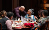(center, L to R) Ensemble member Glenn Davis and Tamara Tunie with the cast of Steppenwolf Theatre Company’s world premiere of Purpose by Branden Jacobs - Jenkins, directed by Phylicia Rashad, playing now through April 28, 2024